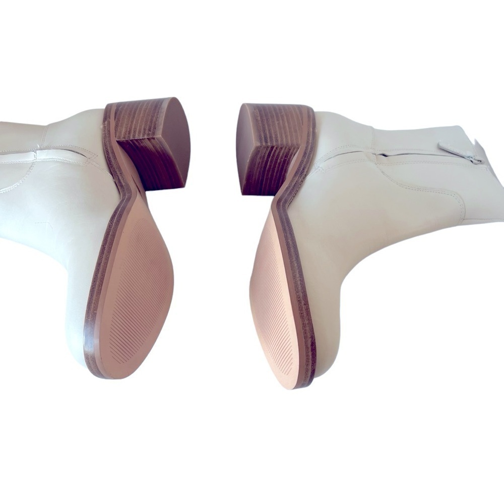 J.Crew Leather Stacked-heel Ankle Boots in Natural White Size 9 - Picture 6 of 8